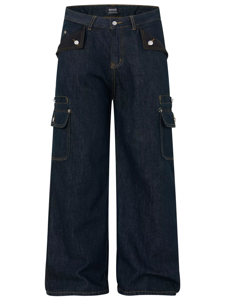 Vaqueros cargo de pierna ancha para hombre