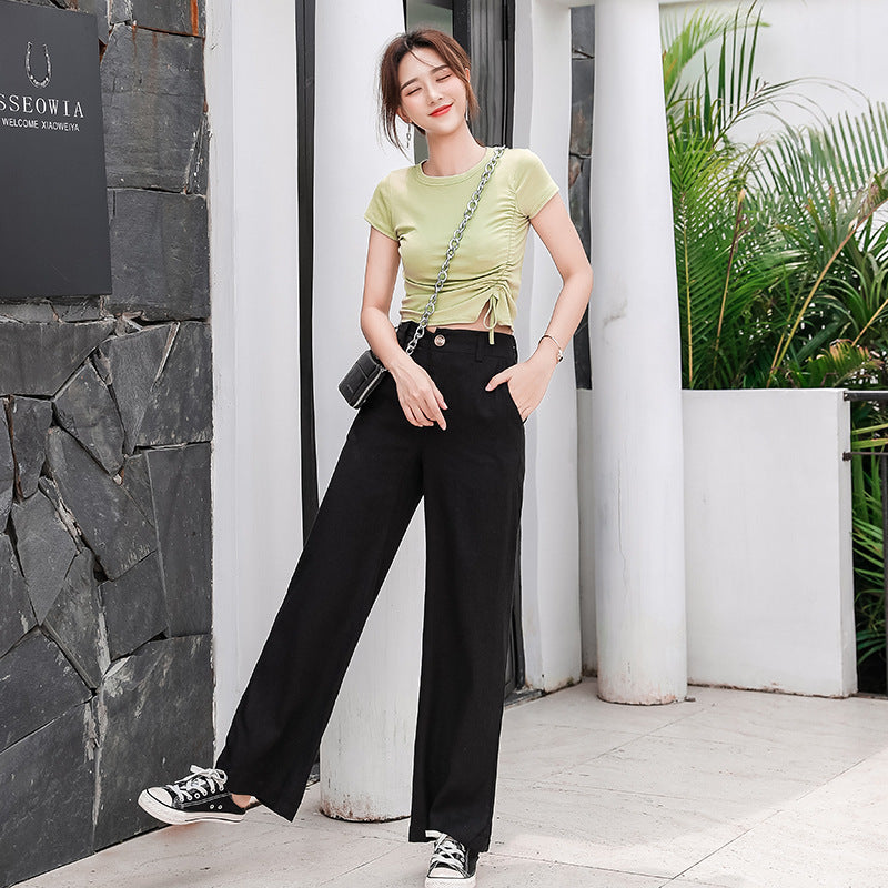 Vrouwen Linnen-Blend Wide-Leg Pants - alternate view