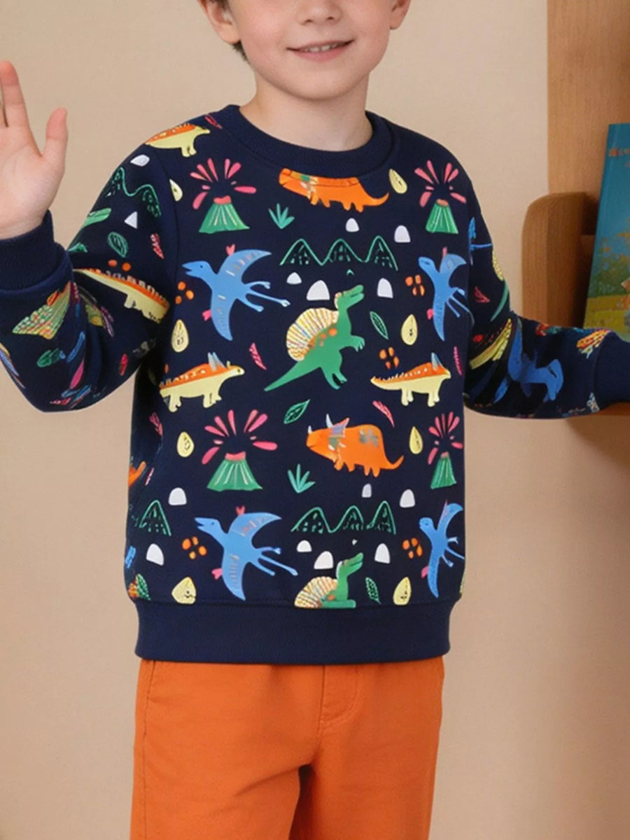 Children's Dinosaur Print Crew Neck Sweatshirt