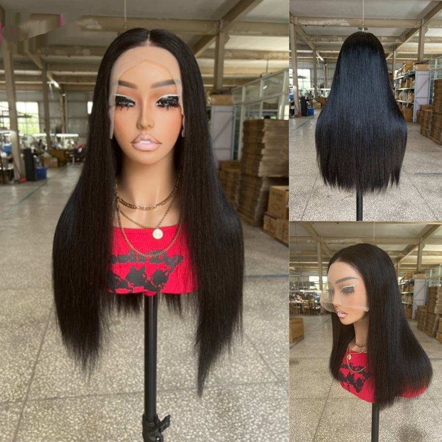 Peluca frontal de encaje rizado 100% cabello humano con 200% de densidad