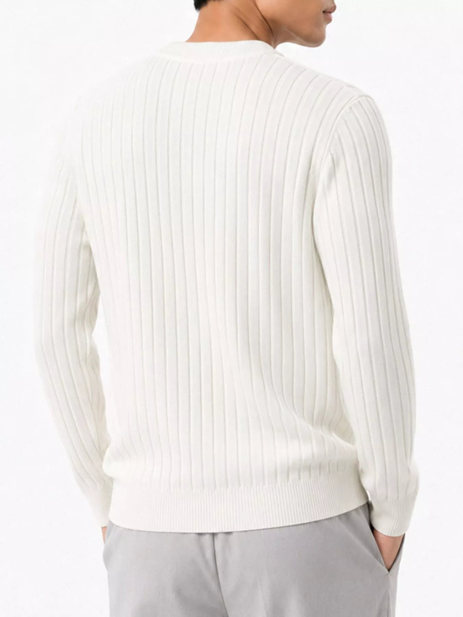 Jersey de punto canalé con cuello redondo para hombre de talla grande - alternate view