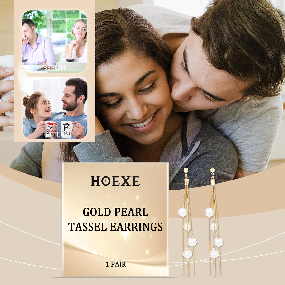 Gold Pearl Fringe Earrings