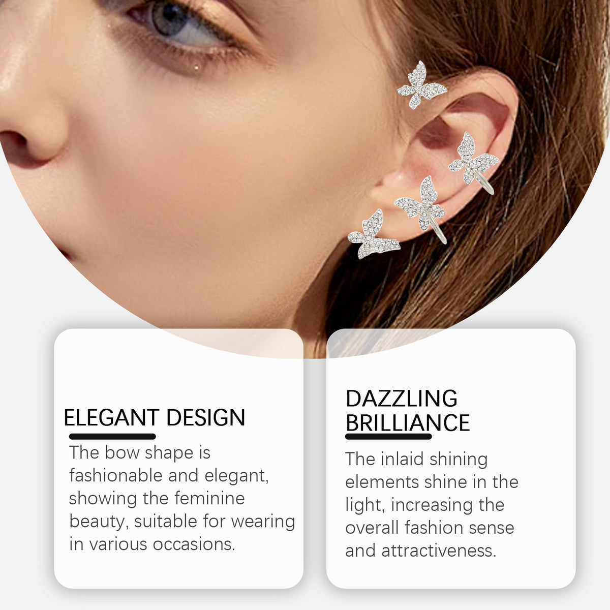 Shiny Bow Ear Clips