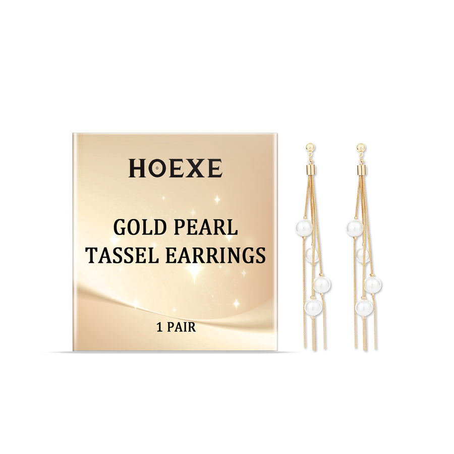 Gold Pearl Fringe Earrings
