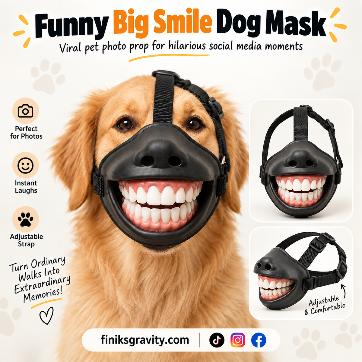 Finiks Gravity | Funny Big Human Smile Dog Mask | Product image 1
