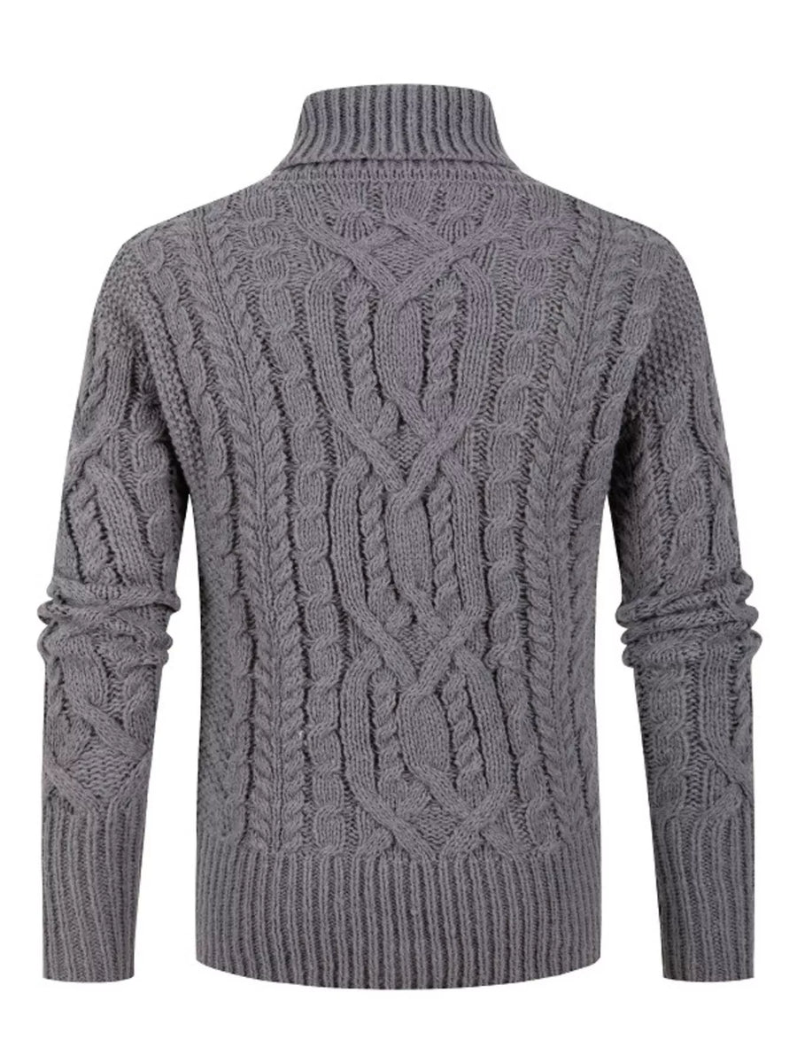 Jersey de punto trenzado con cuello chal para hombre de talla grande - alternate view