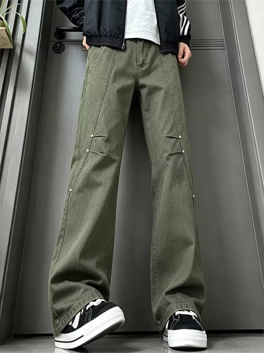 Vaqueros vintage de pierna ancha para hombre de talla grande