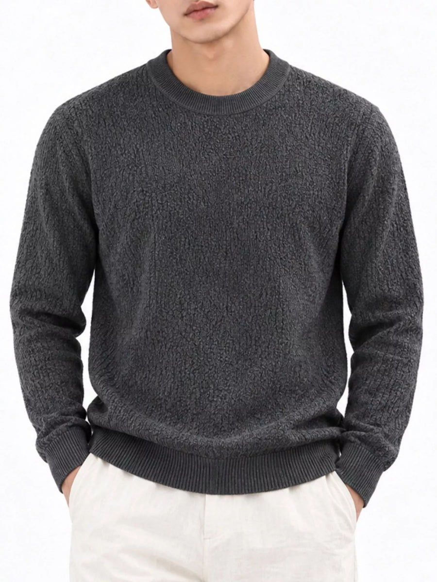Jersey texturizado de cuello redondo para hombre de talla grande