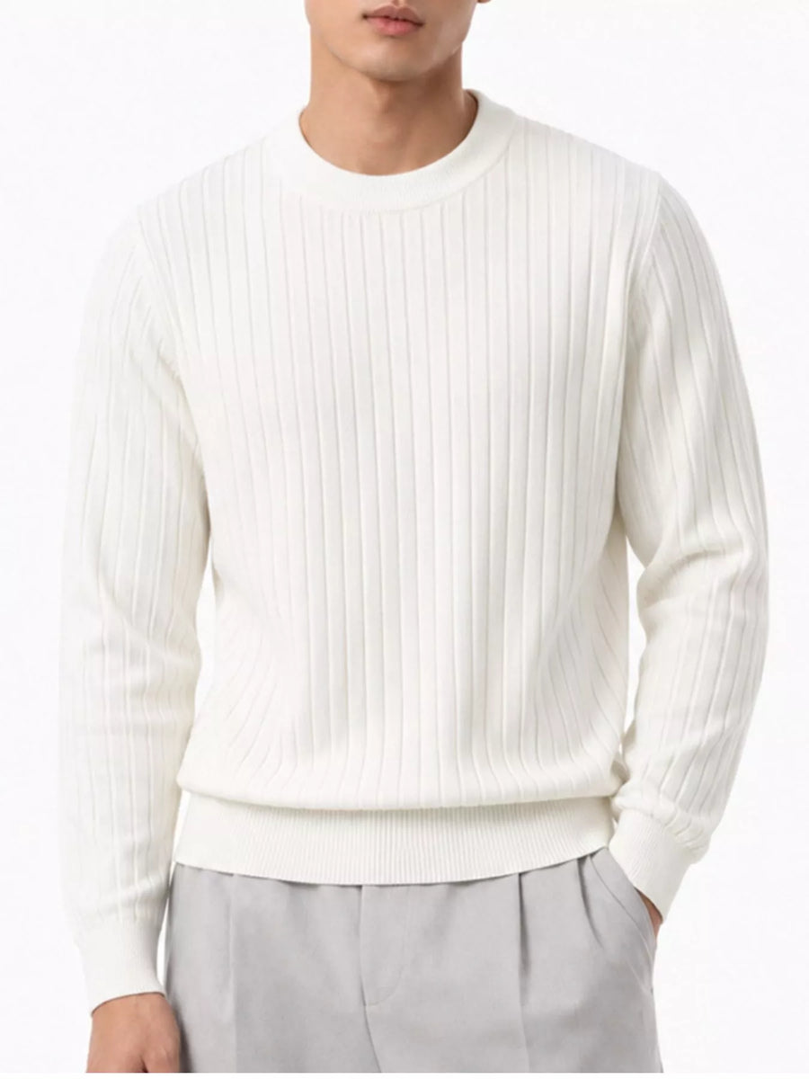 Jersey de punto canalé con cuello redondo para hombre de talla grande