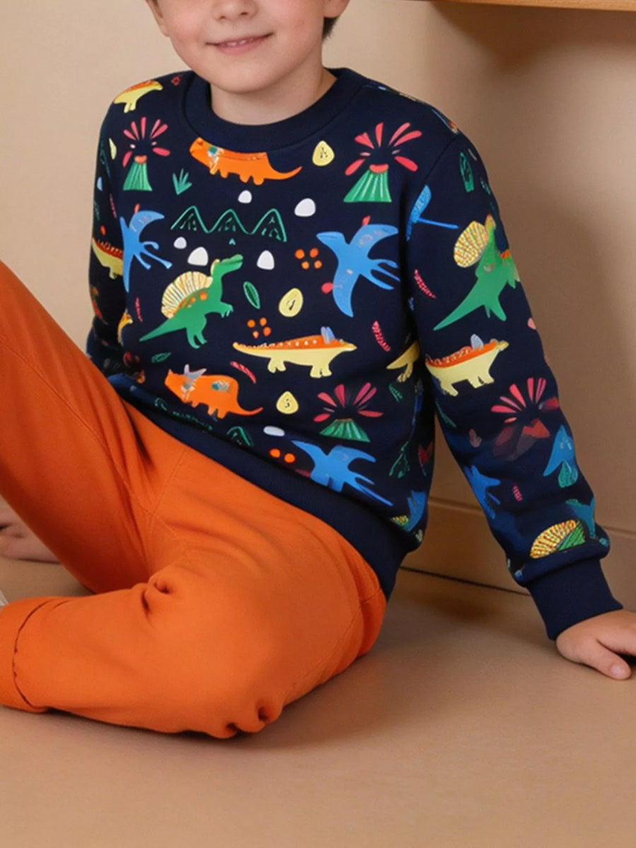Children's Dinosaur Print Crew Neck Sweatshirt - alternate view