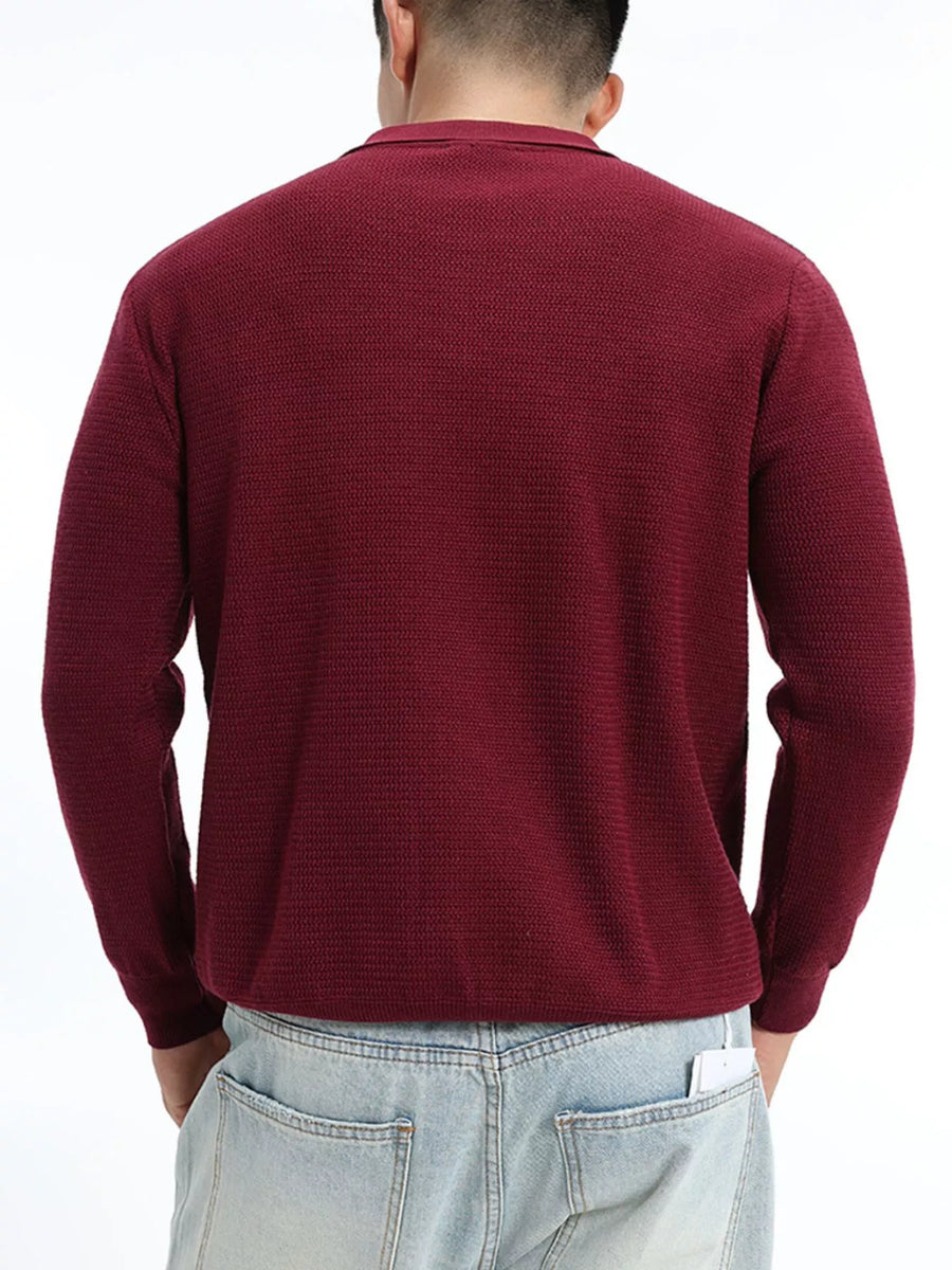 Top de punto canalé con cremallera corta para hombre de talla grande - alternate view