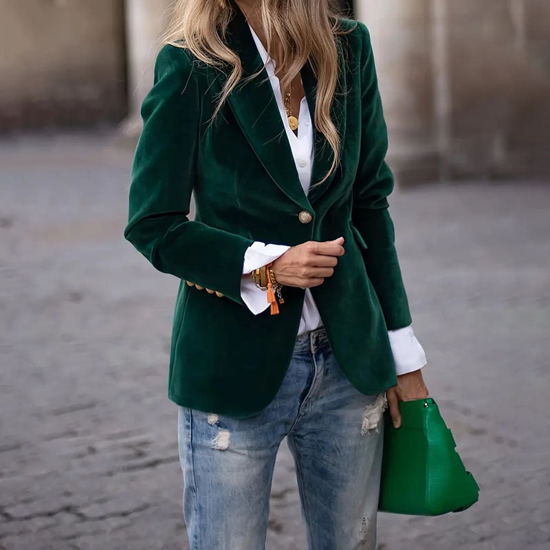 Blazer ajustado con solapa de terciopelo - alternate view